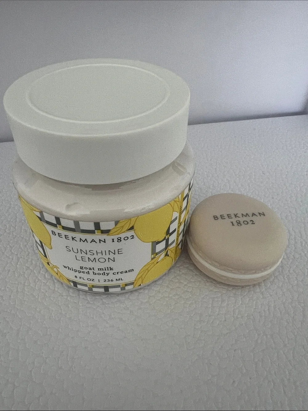 Beekman 1802 Sunshine Lemon Whipped Body Cream full size + mini vanilla Lip Balm